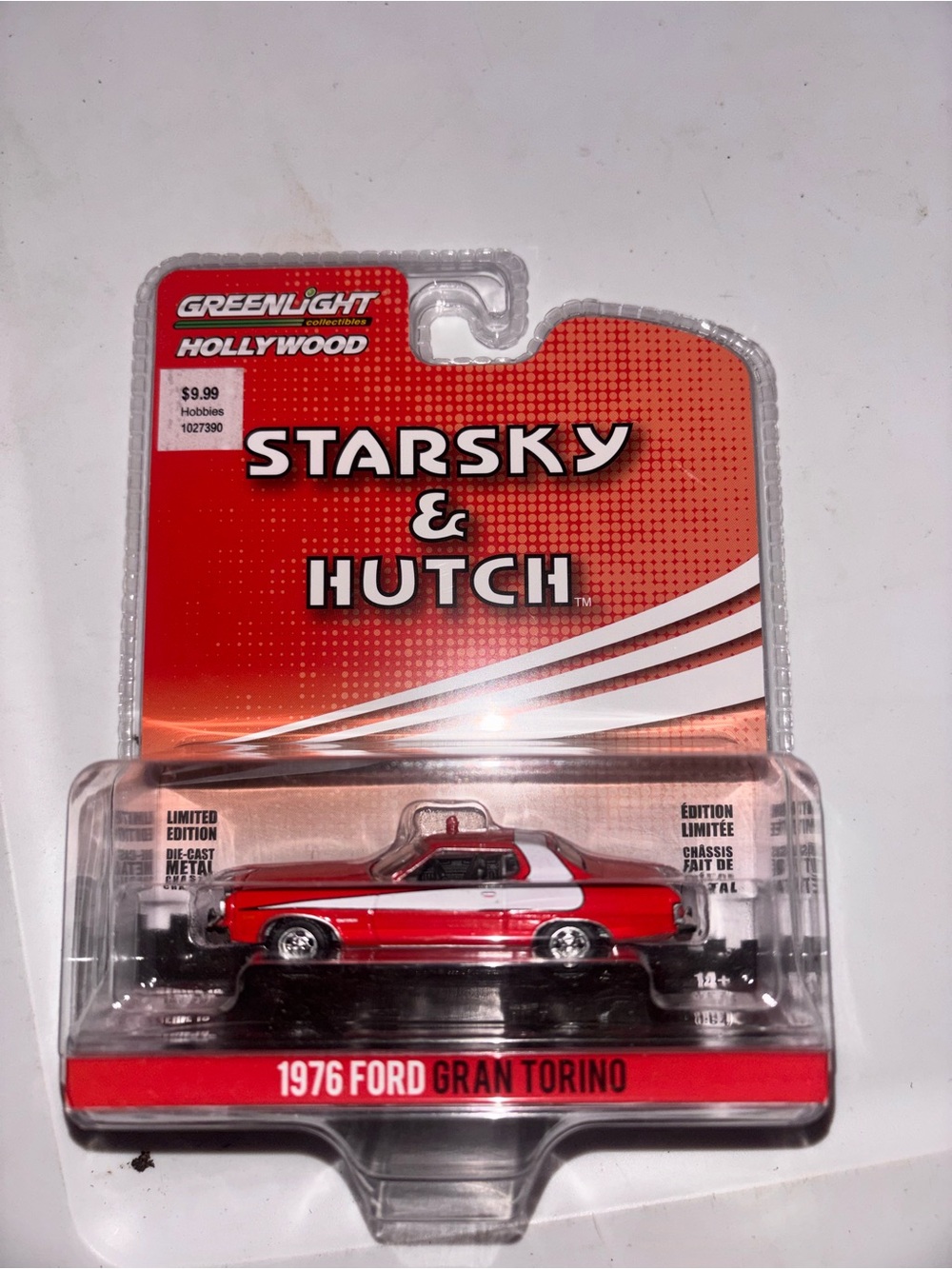 Ford Gran Torino Diecast in Red and White Packaging